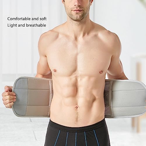 Back Brace, XL Back Brace Grey - Elastic, Adjustable, Breathable Fabric - Removable Lumbar Support for Lower Back Pain, Suitable for Sports, Work, Daily Use