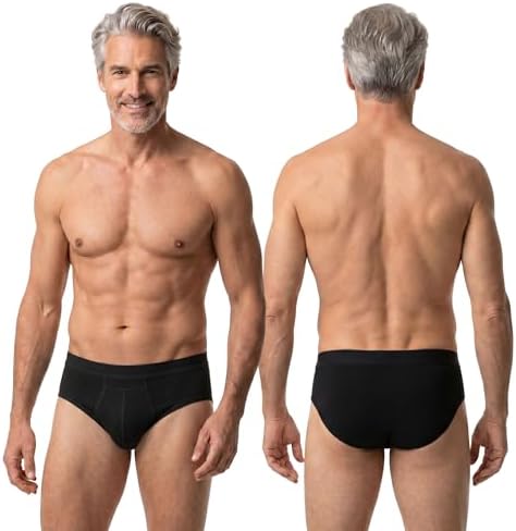 PROTECHDRY Washable & Reusable Urinary Incontinence Cotton Brief Underwear for Men - 5 Pack (Buy 4 Get 1 Free), Black, Size Large
