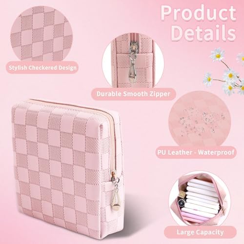 Period Bag for Women Girls | PU Leather Sanitary Napkin Storage Bag | Cute Pads Bags for Period | Discreet Menstrual Pouch for Pads, Tampons, Menstrual Cups | Perfect for Travel & Daily Use