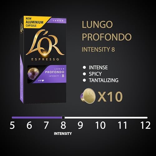 L'OR Espresso Capsules, 50 Count Profondo Lungo, Single-Serve Aluminum Coffee Capsules Compatible with the L'OR BARISTA System & *Nespresso Original Machines, 50 Count (Pack of 5)