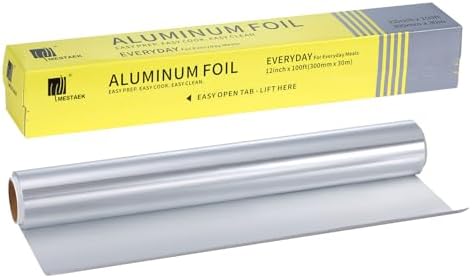Aluminum Foil Roll, 12in x 100ft (30cm x 30m), 2-Pack with Built-In Cutting Edge, Guaranteed 98ft Length