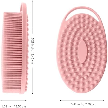 Soft Silicone Body Scrubber 2 PCS Silicone Body Shower, Silicone Loofah 2 in 1 Bath and Shampoo Brush, Body Scrubber Shower Cleaning Exfoliating Use for Sensitive Skin, Lather Well(Black and Pink)