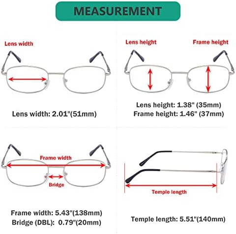 Eyekepper Classic Metal Frame Spring Hinged Arms Reading Glasses 3 Pair Valupac Metal Readers Silver