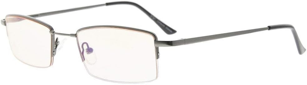 Eyekepper Memory Titanium Bridge Computer Glasses 50% Blue Light Blocking Reading Glasses Amber Tinted Lenses