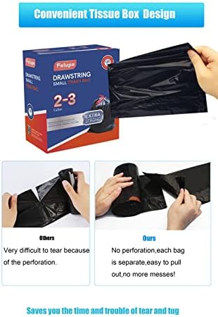 2-3 Gallon Drawstring Trash Bag,Small Garbage Bag Trash Can Liner Suitable for 2 Gallon,2.3 Gallon,2.4 Gallon,2.5 Gallon,2.6 Gallon and 3 Gallon Trash Bin (Black)