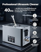 VEVOR 30L Ultrasonic Cleaner, Professional Ultrasonic Cleaner Machine with Cleaning Basket & Digital Display, 480W Stainless Steel 40kHz Industrial Cleaning Machine for Parts, Carburetors, Instruments