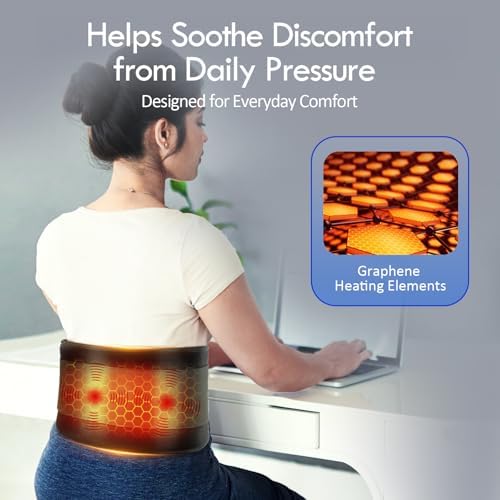 Comfytemp Cordless Portable Heating Pad with Massager for Lower Back Soothing, FSA Eligible HSA 9 Heat 5 Vibration 3 Intensity, Mothers Day Gifts for Mom Dad Rechargeable Wireless App Control
