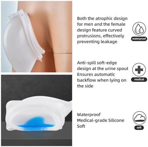 Urinals for Men – Wearable External Condom Catheters for Elderly Age 80 Incontinence Male, Urine Collection System Nighttime Spill-Proof with 2 Urine Collection Bags – Men's Urinary Drainage Device