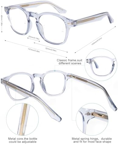 OKH Progressive Photochromic Multifocus Reading Glasses Transition Sunglasses Blue Light Blocking Computer Readers for Women Men（Transparent, 3.0x）