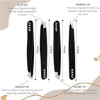 NARZ 4Pcs Professional Tweezers for Women Facial Hair Stainless Steel Precision Tweezers for Ingrown Hair Eyebrow Tweezer for Men & Women (Black Set)