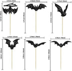 Gyufise 24Pcs Halloween Bat Cupcake Toppers Black Glitter Bat Halloween Cupcake Picks for Horror Theme Baby Shower Kids Birthday Party Cake Decorations Supplies