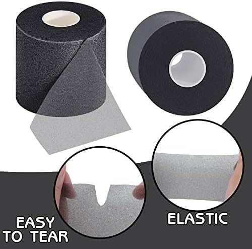 Nuanchu 12 Pcs Pre Wrap Athletic Tape, 2.75inch x 30 Yards Foam Sport Underwrap Tapes Prewrap Tape for Hair Wrists Hands Ankles Knees Women Man Hiking Running(Black)