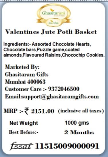 Jaiccha Ghasitaram Valentines Gift for Girlfriend/Boyfriend/Husband and Wife Valentines Jute Potli Basket