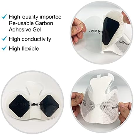 Easy@Home Tens Unit Wireless Electrode Pads Self Stick Carbon Pads, 4 Pack 6.5" x 3" Reusable - Non Irritating Design Pulse Massagers Replacement ETP015
