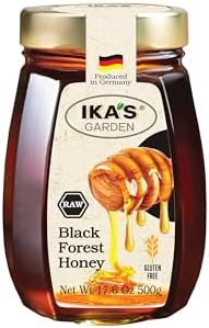 Ika’s Garden Raw Black Forest Honey – 100% Pure, Unfiltered, Gluten-Free – Product of Germany, 17.6 oz (500g) Jar