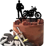 Motorcycle Motorbike Rider Racing Theme Party Supplies - Cool Biker Happy Birthday Cake Topper for Motorbike Theme Party