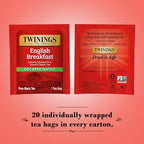 Twinings English Breakfast Tea, Decaffeinated Black Tea - Lively and Refreshing Decaf Tea Bags Individually Wrapped, 50 Count