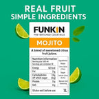 Funkin Mojito Cocktail Mixer 1L | Premium Real Fruit Mixer for Mojitos, Cocktails, and Non-Alcoholic Drinks | Small Batch, No Corn Syrup, No Preservatives | Vegan, Non-GMO, Gluten-Free