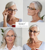 Eyekepper 4 Pairs Reading Glasses for Women Reading Striped Pattern Stylish Reading Eyeglasses
