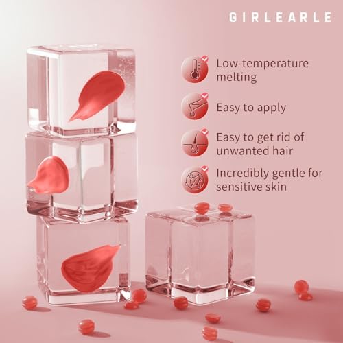 GIRLEARLE 1LB Hard Wax Beads for Hair Removal, Low Melt Hard Wax Beads with Red Rose Formula, Wax Beads for Brazilian Waxing & Sensitive Skin, Stripless Hard Wax for Bikini, Face & Body At-Home Waxing