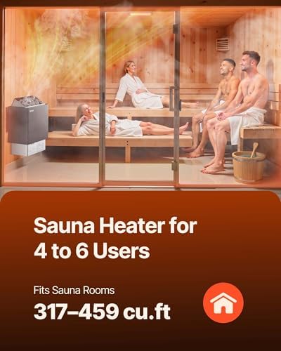 VEVOR Sauna Heater, 9KW 220V Electric Sauna Stove, Steam Bath Sauna Heater with External Digital Controller, 3h Timer & Adjustable Temp for Max. 317-459 Cubic Feet, Home Hotel Spa Shower FCC Certify