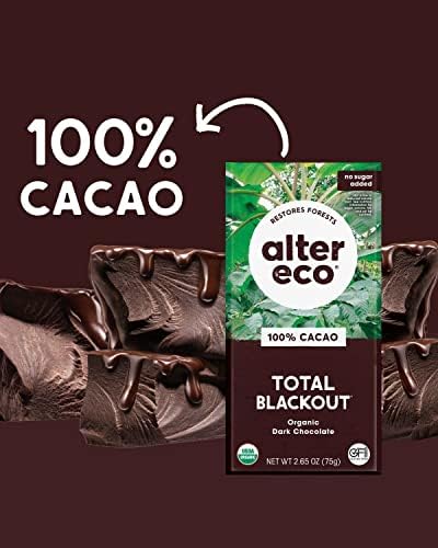 Alter Eco | Dark Chocolate Bars | Pure Dark Cocoa, Fair Trade, Organic, Non-GMO, Gluten Free (4-Pack Total Blackout)