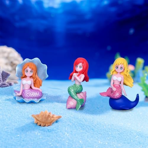 4pcs Miniature Mermaid Figurines, Mini Mermaid for Fairy Garden Accessories, Fish Tank Aquarium Decor, Cake Topper, Wedding Party Supplies, Ocean Animal Theme Decor, DIY Desk Micro Landscape