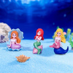 4pcs Miniature Mermaid Figurines, Mini Mermaid for Fairy Garden Accessories, Fish Tank Aquarium Decor, Cake Topper, Wedding Party Supplies, Ocean Animal Theme Decor, DIY Desk Micro Landscape