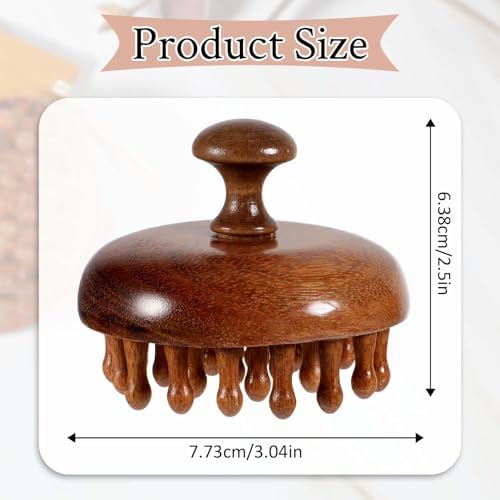 Wooden Scalp Massager & Hair Scrubber - Manual Head Massager with Sandalwood for Scalp Care, Portable Handheld Hair Growth Tool, Comfier Scalp Relaxation Brush for Stress Relief & Spa (Two-Piece Set)