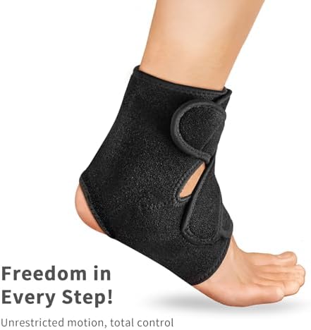 Bracoo Ankle Support Brace For Men & Women, Adjustable Compression Sleeve Strap Wrap, Sprain, Arthritis, Pain Relief, Sports Injuries and Recovery, Breathable Neoprene Brace, FS10