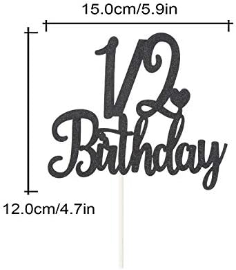 1/2 Birthday Cake Topper Double Sided Black Glitter 6 Months Half Birthday Baby Shower First Birthday Party Decorations