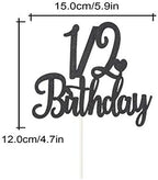 1/2 Birthday Cake Topper Double Sided Black Glitter 6 Months Half Birthday Baby Shower First Birthday Party Decorations