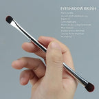 2pcs Double Ended Eyeshadow Brush Set Silver Makeup Soft Fiber Hair Nose Contour Brush Cosmetic Tool