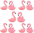 10 Pcs Miniature Flamingo Figurine Easter Cupcake Toppers, Mini Flamingo Cake Decorations for Flamingo Party Bridal Wedding Fairy Garden Decor