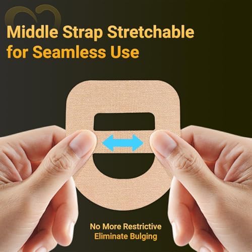 40 Pack Omnipod 5 Overpatches, Amolyfe Omnipod 5 Adhesive Patches Waterproof with Stretchable Strap, Optimized Split Backing for Easy Use, Breathable, Medical Adhesive (Tan)