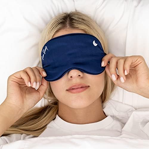 Som Sleep Satin Sleep Mask for Women & Men – Soft & Comfortable Eye Mask for Sleeping with Adjustable Head Band – 100% Light Blocking, Breathable Fabric Eye Cover for Sleeping Navy Blue