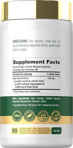 Carlyle Gotu Kola Supplement | 180 Capsules | Traditional Herbal Extract | Non-GMO & Gluten Free Formula