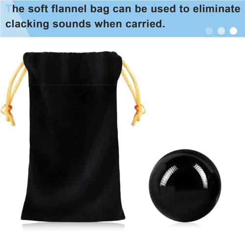 2PCS Solid Steel Baoding Balls Chinese Health Exercise Massage Balls with Carry Pouch for Stress Relief Hand Exercise Balls (50mm)