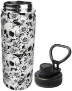 Halloween Skull Painting Insulated Water Bottle With Handle 18oz Leak Proof Stainless Steel Water Bottle With Spout Lid Bpa Free Double Wall Insulated Sports Water Bottle For School, Sports, Gym