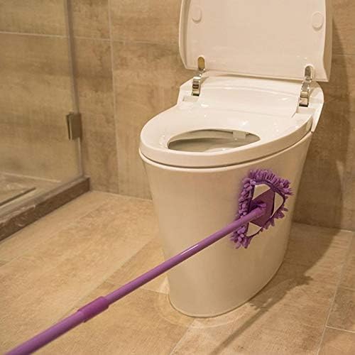 Extendable Triangle Mop, Detachable 360 Degree Microfiber Sweeper Dust Mop for Floor Home Wall Cleaning Including 3 Mop Heads (Purple)