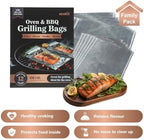 Upgrade Grill Bags with Pre Cut Vent Hole Family Pack Aluminum Foil Portable Disposable BBQ Bags for Roasting Grilling Cooking Steaming and Smoking - Size 11.8"x8" & 15.5"x10" 12 Count - 1 Pack