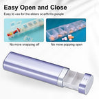 Betife Travel Pill Organizer Weekly 7 Day, Compact Daily Pill Box, Portable Medicine Case, Cute Pill Holder for Vitamins Supplements, Drawer-Shaped Pills Organizer (Purple)