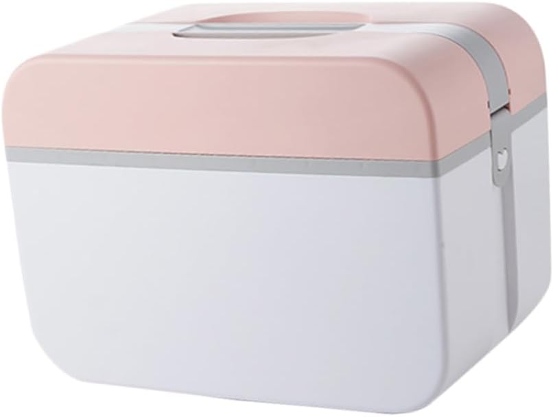 Emergency Medicine Storage Box Lightweight Double Layer Plastic Organizer for Home Office and Travel Eco-Friendly Design with Compartments for Pills and Bottles Pink Large