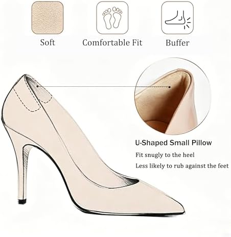 8 Pairs Heel Pads for Shoes, Adhesive Heel Grips for Womens Men, Shoe Filler Inserts for Too Big, Heel Protectors for Heel Pain, Heel Grippers for Loose Shoes, Shoe Size Reducer (Beige+Black)