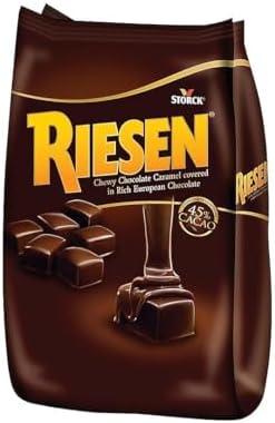Riesen Dark Chocolate Covered Caramel Candies - Individually Wrapped Soft & Chewy Candy Pieces, 45% Cacao, European Dark Chocolate - 30 oz Bulk Bag (Pack of 1)