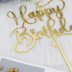 1 PCS Happy Birthday Cake Topper for Celebrating Happy Birthday Anniversary Party Cake Decorations Supplies Glitter (Golden acrylic)