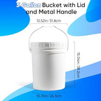 DEMORA 5 Gallon Bucket with Screw Lid, Heavy Duty Plastic Buckets Containers for Food Storage, Plastic Pail with Metal Handle for Water, Cleaning, Car Wash, Paint, Gardening, BPA Free (White, 3 Pack)