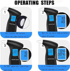 Breathalyzer Alcohol Tester for Personal Use, Portable Breath Alcohol Tester with LCD Display, 12 Replaceable Mouthpieces, Compact Alcohol Tester for Home, Party & Travel
