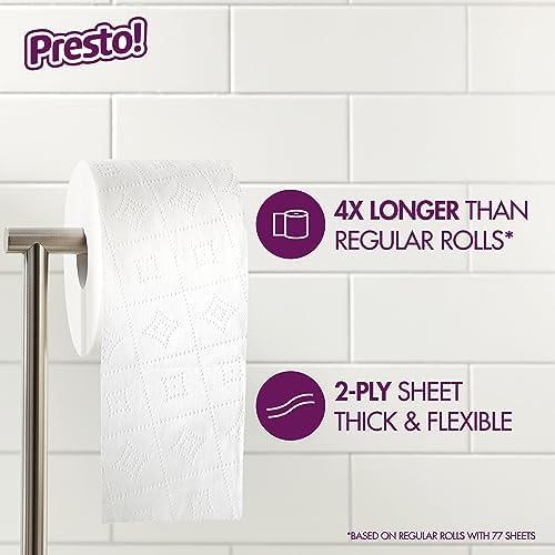 Amazon Brand - Presto! FSC Certified 319 Sheet Roll Toilet Paper, Ultra 3-Ply, Unscented, 6 Rolls (Pack of 4), 24 Mega Rolls = 96 Regular Rolls, 7656 Count