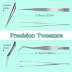 stedi 2PCS Precision Tweezers Set, Model Hobby Making Tools,Ultra-Precision Premium Stainless Steel Tweezers for Gundam, Scale Military Model, 3D Resin Parts, Industrial Tweezers